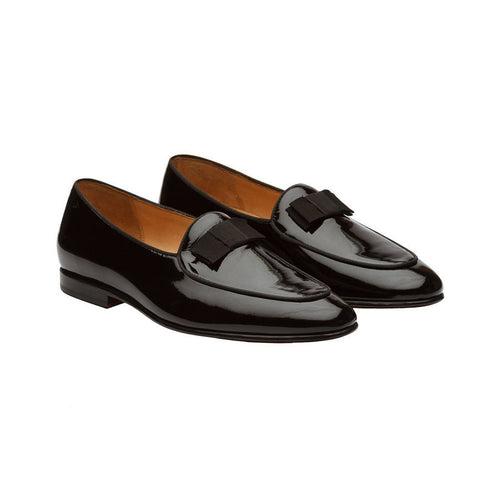 Black Patent Belgian Bowtie Pumps