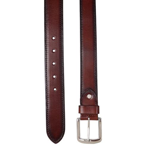 Dark Tan Handpainted Patina Leather Belt