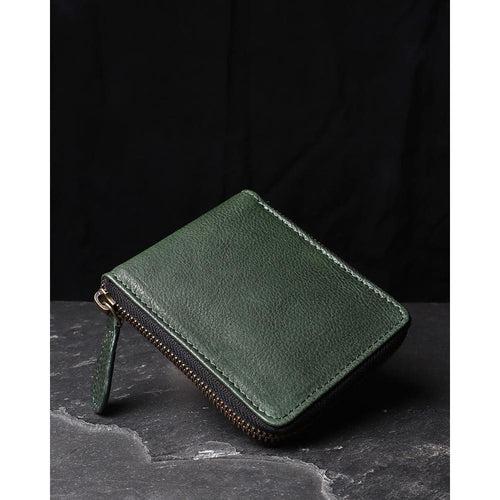 Men's Green Zip Around Leather Wallet