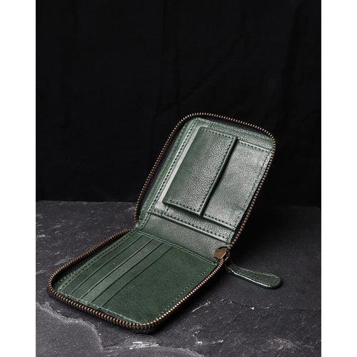 Men's Green Zip Around Leather Wallet