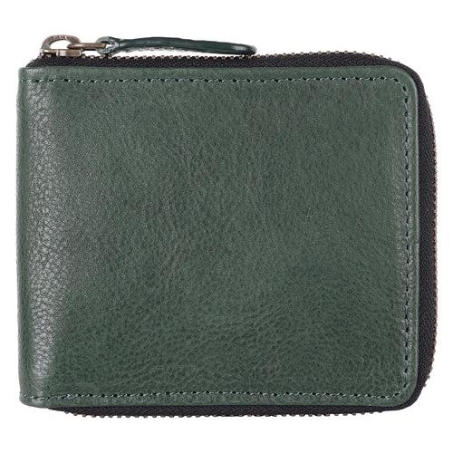 Men's Green Zip Around Leather Wallet