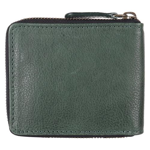 Men's Green Zip Around Leather Wallet