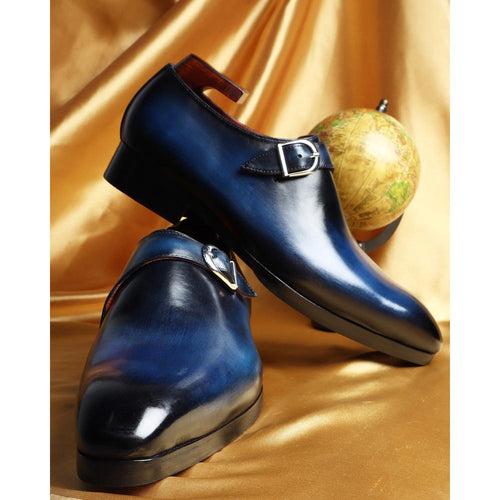 Blue Patina Mirror Glossed SIngle Monk Straps