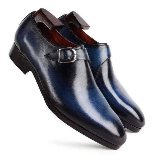 Blue Patina Mirror Glossed SIngle Monk Straps