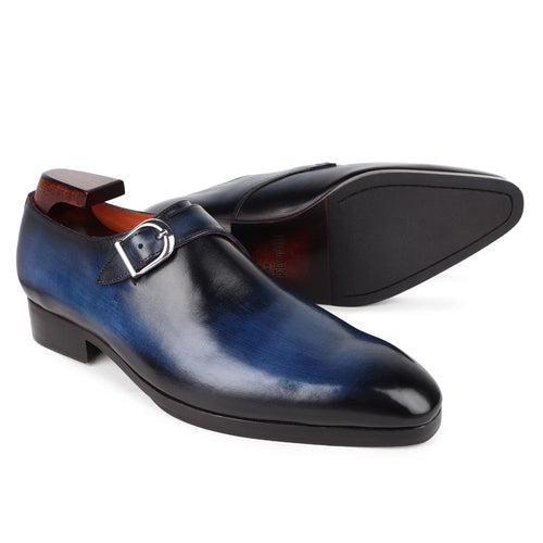 Blue Patina Mirror Glossed SIngle Monk Straps