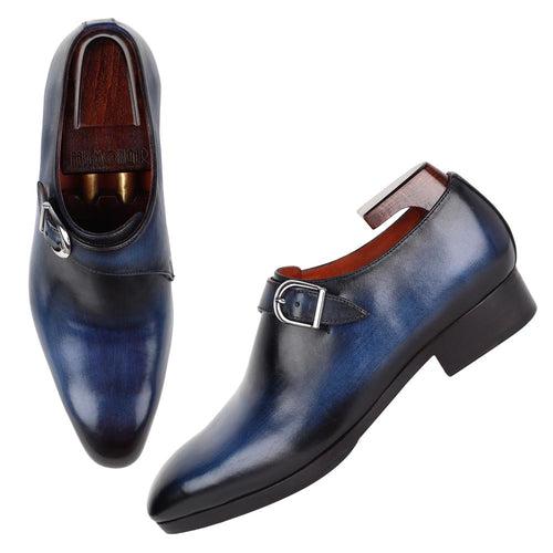 Blue Patina Mirror Glossed SIngle Monk Straps