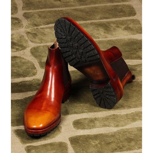 Flame Mirror Glossed Patina Chelsea boot + Commando Sole