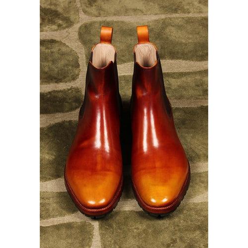 Flame Mirror Glossed Patina Chelsea boot + Commando Sole