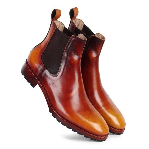 Flame Mirror Glossed Patina Chelsea boot + Commando Sole