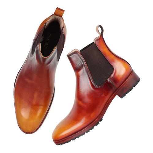 Flame Mirror Glossed Patina Chelsea boot + Commando Sole