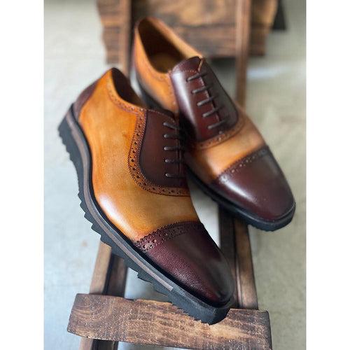 Brown + Tan Two Tone Captoe Oxfords + Extralight Soles