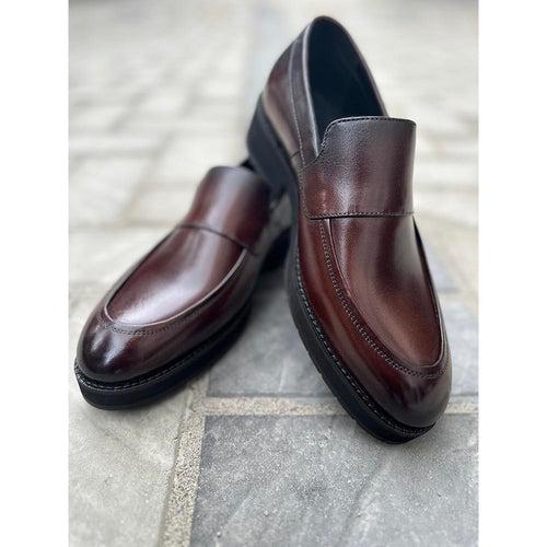 Brown Mirror Glossed Plain Vamp Moc Loafers with Extralight Sole