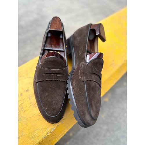 Brown Suede Classic Belgain Loafers with Extralight Lugged Sole