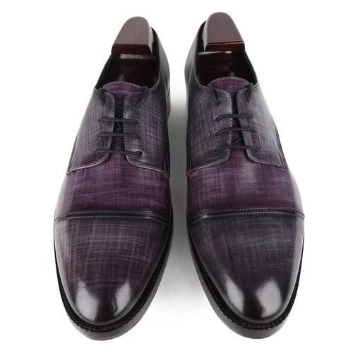 Grey+Purple Mirror Glossed Check Patina Captoe Classic Derby