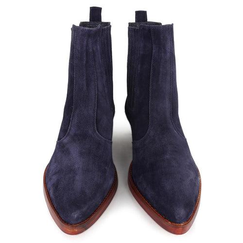 Navy Blue Suede Zip Classic Cowboy Boot