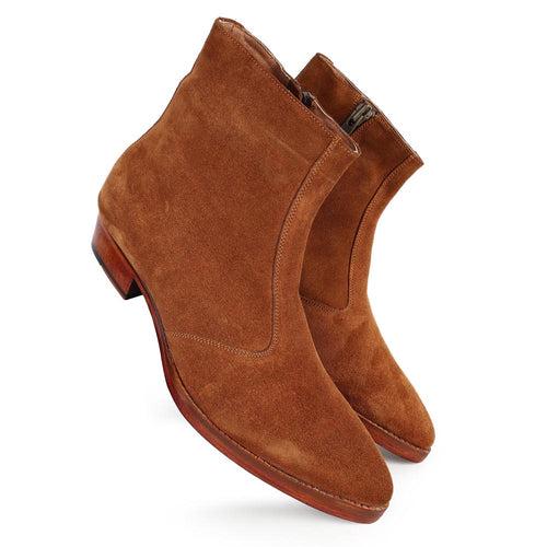 Tan Suede Zip Classic Cowboy Boot