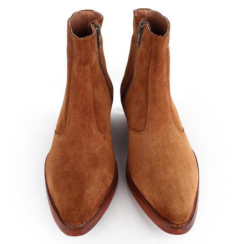 Tan Suede Zip Classic Cowboy Boot