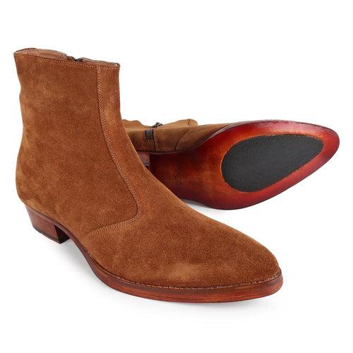 Tan Suede Zip Classic Cowboy Boot