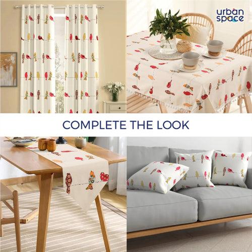 Premium 100% Cotton Curtains for Living Room, Bedroom, Children's room - Pack of 2 curtains, Humming Bird - Red