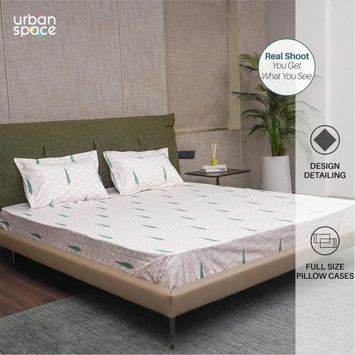 Regal Collection - Breathable 200 TC 100% Pure Cotton Single Bedsheet with Pillow Cover, Pinewood- Peach Green