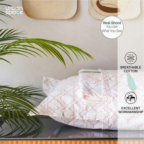 Regal Collection - Breathable 200 TC 100% Pure Cotton Single Bedsheet with Pillow Cover, Pinewood- Peach Green