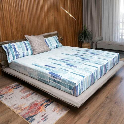 Cotton Bedsheet + AC Blanket Combo Pack - (Combo 8 - Sky scrapper Blue + Newyork)