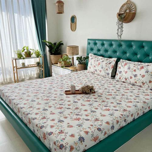 Cotton Bedsheet + AC Blanket Combo Pack - (Combo 15 - Paradise Peach and Blue + Egypt)