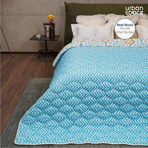 Fluffy & Heavy 200 GSM Microfiber Reversible Quilted Winter Comforters (Morocco Blue-Single, Double)
