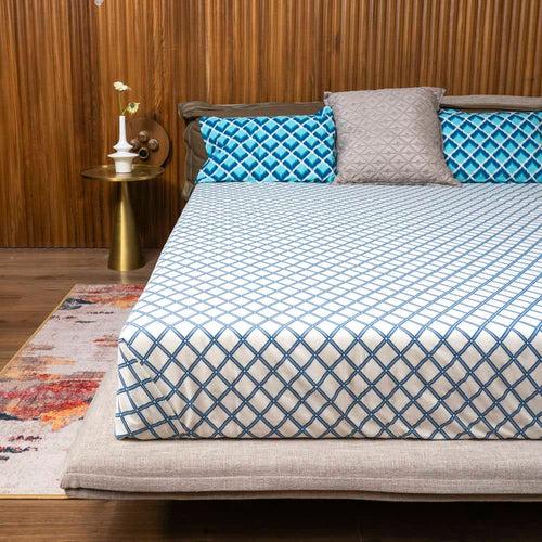 Cotton Bedsheet + AC Blanket Combo Pack - (Combo 1 -  Neptune Blue + California)