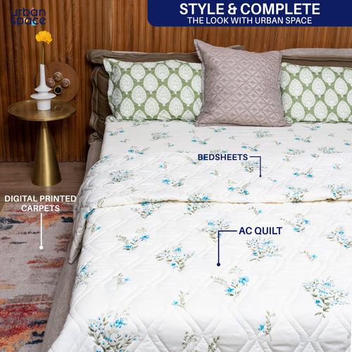 100 % Cotton AC Blankets, Quilts & Dohar for Single / Double Bed - Amsterdam Valley Blue