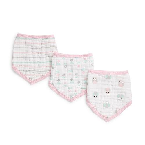 Pink Snails Muslin Bandana Bibs - 3 Pack