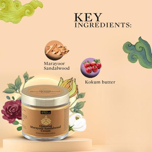 Ojaswini Marayoor Sandalwood Cream-A rich textured cream for Nourished& Smooth skin with the Pure Extracts of Sandalwood. Natural Moisturizer for Dry Skin 75 gm