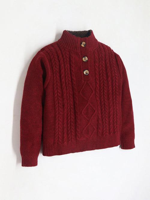 Unisex Easy Fit High Neck Maroon Sweater for Ultimate Comfort and Style