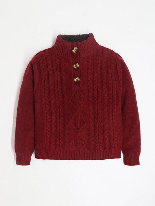 Unisex Easy Fit High Neck Maroon Sweater for Ultimate Comfort and Style