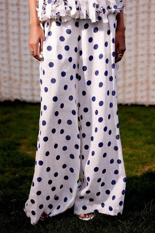 WHITE & BLUE POLKA CO-ORD  SET