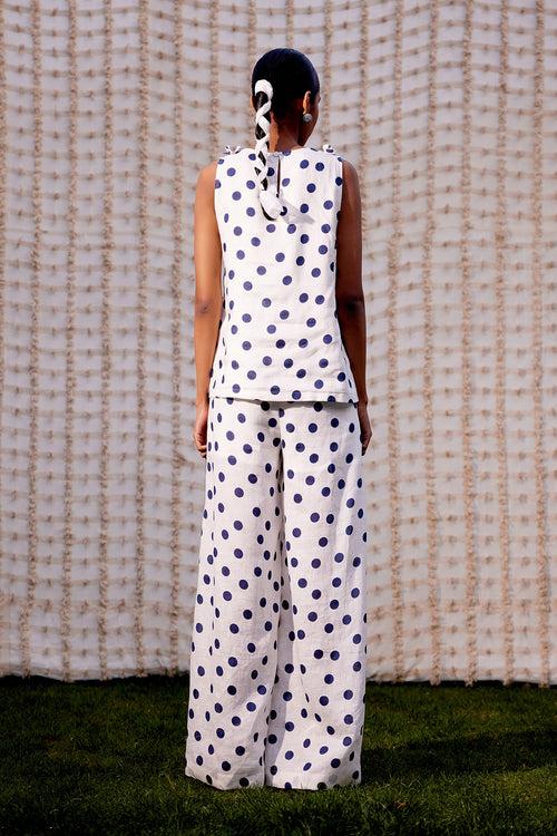 WHITE & BLUE POLKA CO-ORD  SET