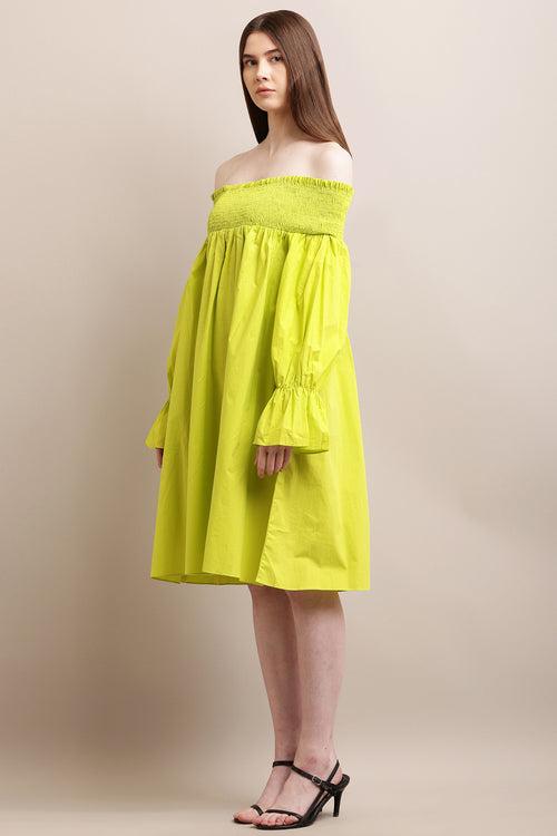 Lime Green Off Shoulder Dress