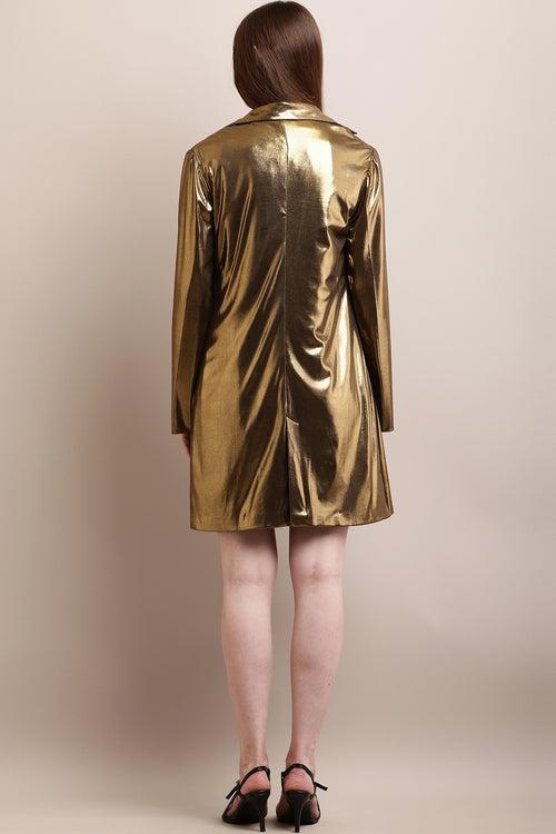 Dark Golden Metalic Blazer & Dress