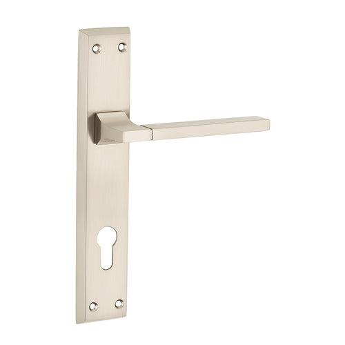 IPSA Kafe Iris Handle Series on 8" Plate CYS Lockset with 60mm Both Side Key - Matte Satin Nickel Finish SS