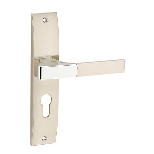 IPSA Ash Iris Handle Series on 8" Plate CYS Lockset with 60mm Both Side Key - Matte Satin Nickel Finish CPS