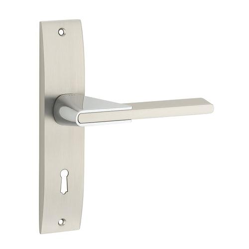 IPSA Tan Iris Handle Series on 8" Plate CYS Lockset with 60mm Both Side Key - Matte Satin Nickel Finish CPS