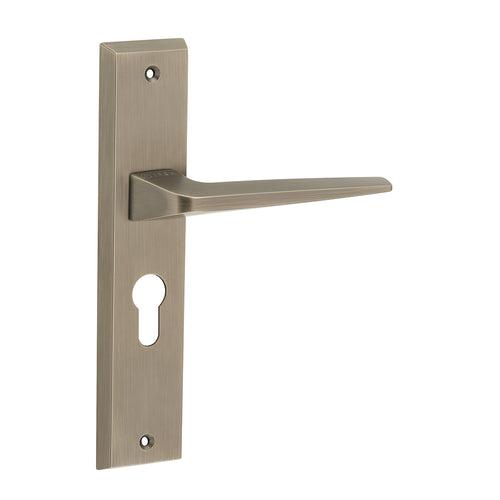 IPSA Canary Iris Handle Series on 8" Plate CYS Lockset with 60mm One Side Key and Knob - Matte Finish MAB