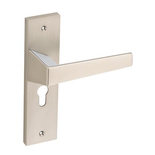 IPSA Tiffy Moderna Handle Series on 8" Plate CYS Lockset with 60mm Coin and Knob - Matte Satin Nickel Finish CPS