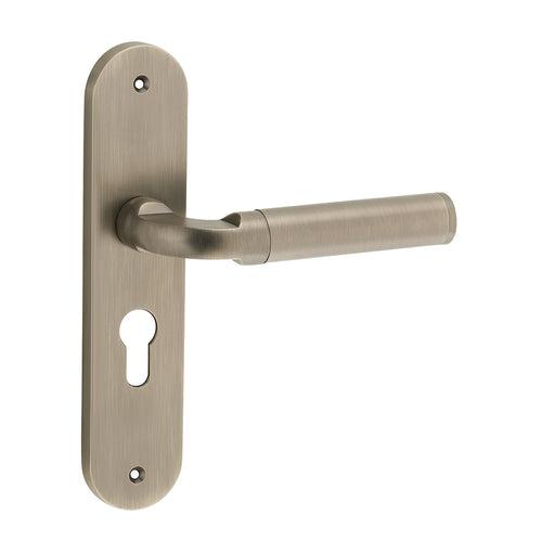 IPSA Cherry Iris Handle Series on 8" Plate CYS Lockset with 60mm Coin and Knob - Matte Antique Finish MAB