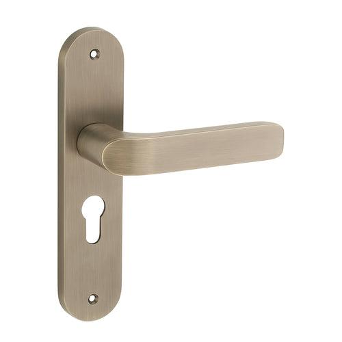 IPSA Plum Moderna Handle Series on 8" Plate CYS Lockset with 60mm Coin and Knob - Matte Antique Finish MAB