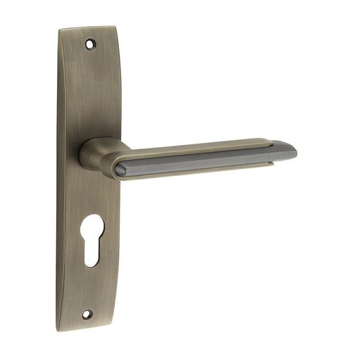 IPSA Lead Iris Handle Series on 8" Plate CYS Lockset with 60mm Coin and Knob - Matte Antique Finish MAB
