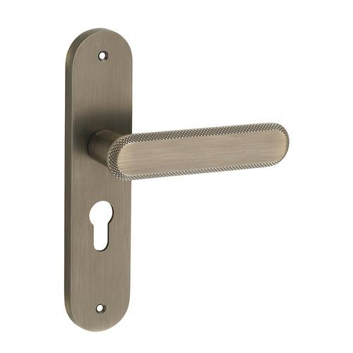 IPSA Stone Moderna Handle Series on 8" Plate CYS Lockset with 60mm Coin and Knob - Matte Antique Finish MAB