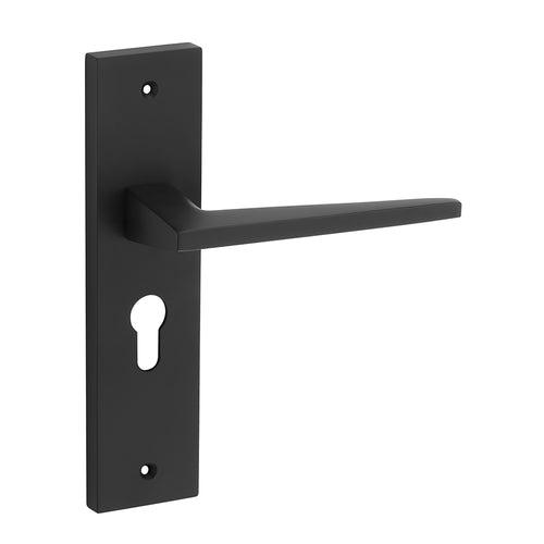 IPSA Flax Moderna Handle Series on 8" Plate CYS Lockset with 60mm One Side Key and Knob - Matte Antique Finish BLACK