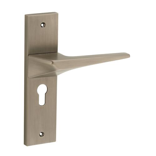 IPSA Smoke Moderna Handle Series on 8" Plate CYS Lockset with 60mm One Side Key and Knob - Matte Finish MAB