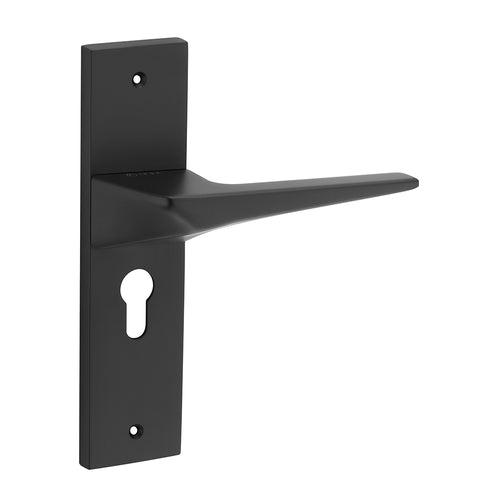 IPSA Smoke Moderna Handle Series on 8" Plate CYS Lockset with 60mm Coin and Knob - Matte Finish BLACK